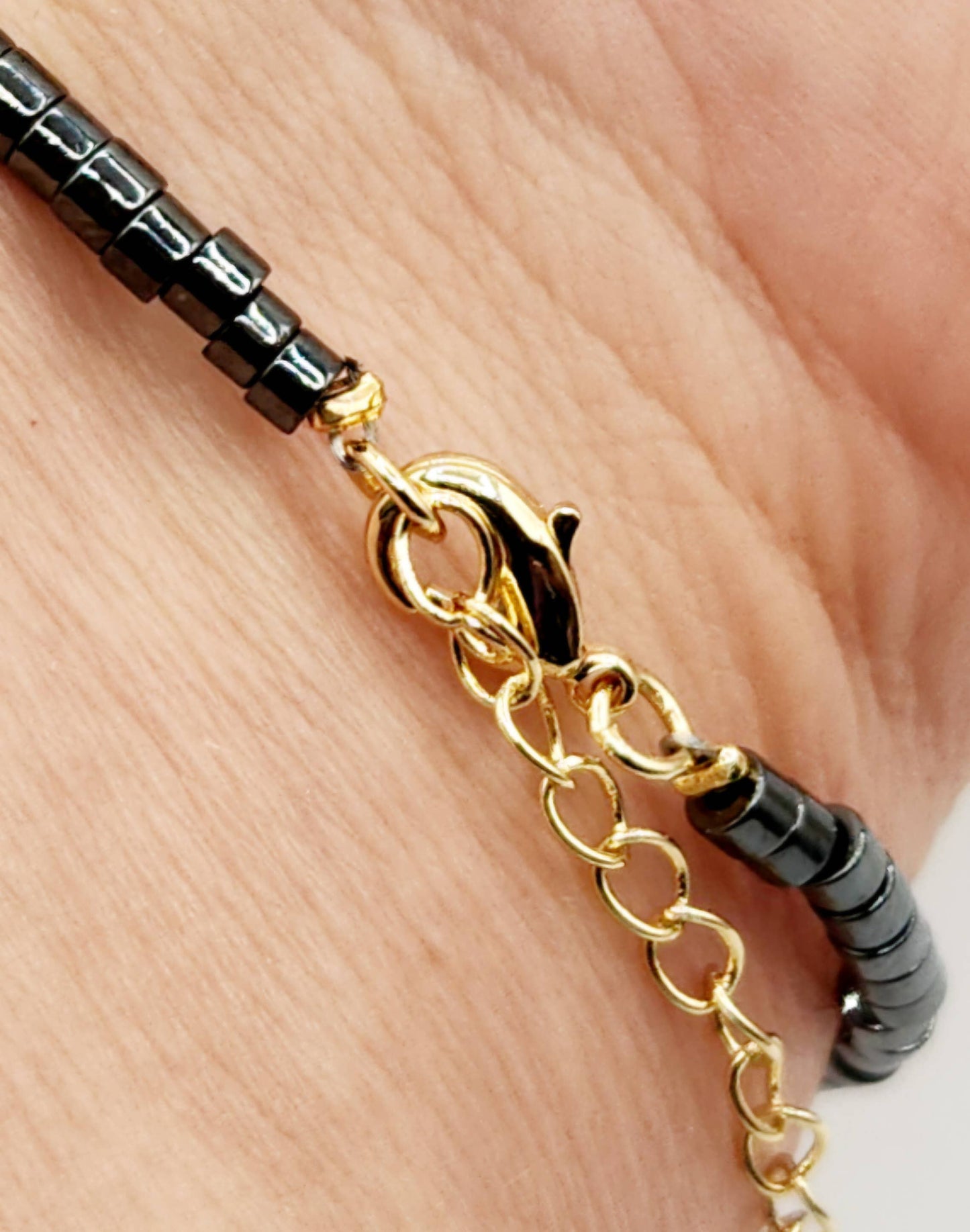 PAIN RELIEF-Terahertz/Howlite/Hematite Bracelet-3mm w/Clasp: OPTION #1: Bracelets Only