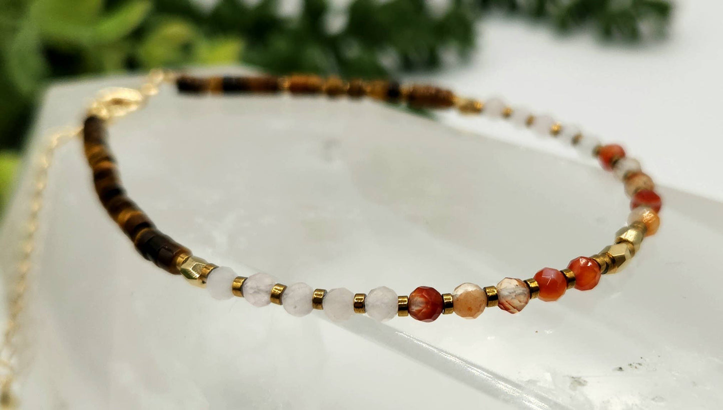 DEPRESSION SUPPORT-Carnelian/Rose Quartz/Tiger Eye Bracelet: OPTION #1: Bracelets Only