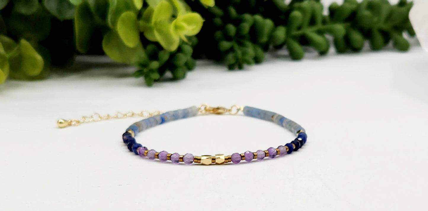 ANXIETY SUPPORT-Amethyst/Sodalite/Blue Aventurine -Bracelet : OPTION #1: Bracelets Only