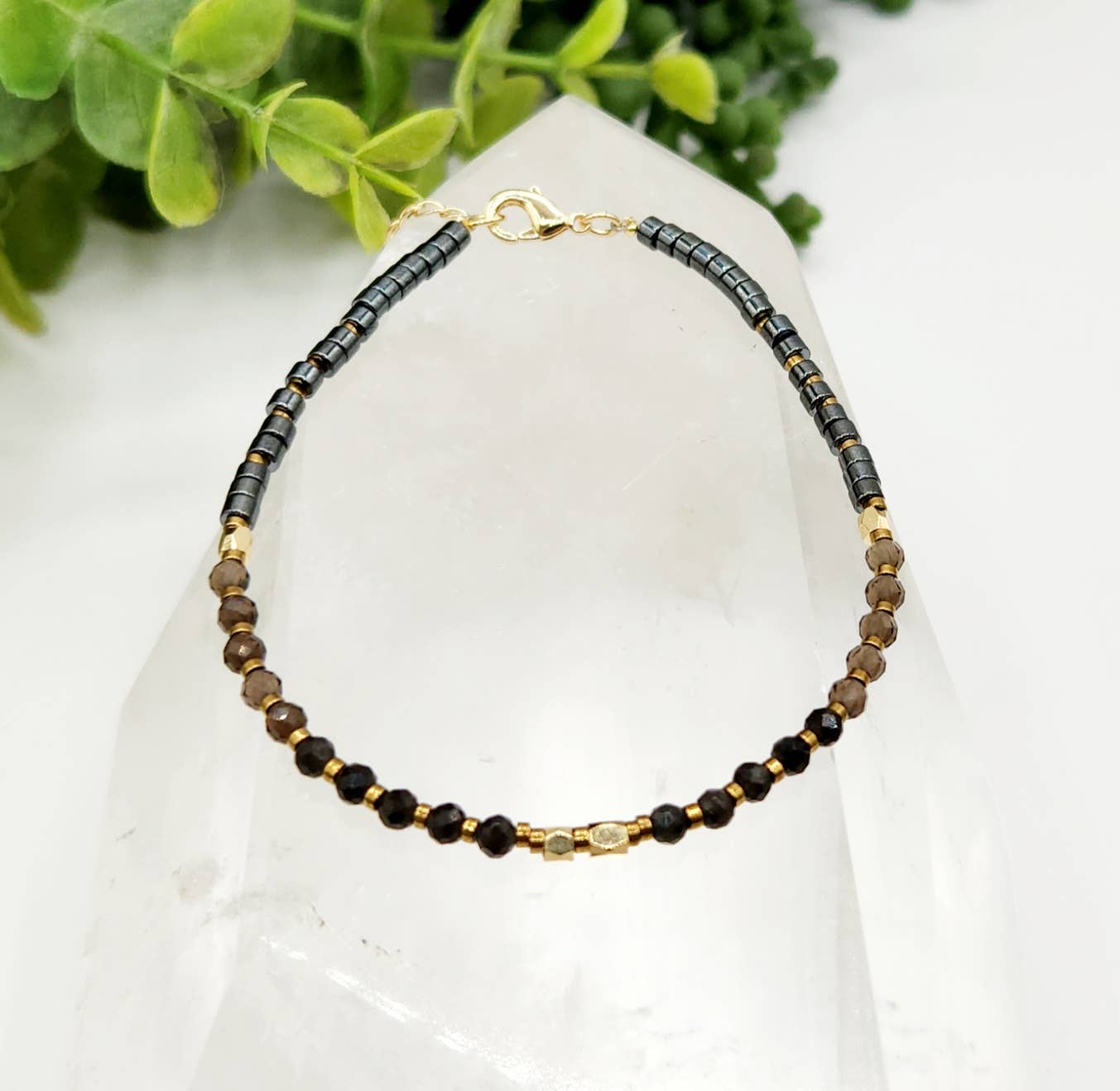 GROUNDING/BALANCE-Obsidian/Smoky Quartz/Hematite Bracelet: OPTION #1: Bracelets Only