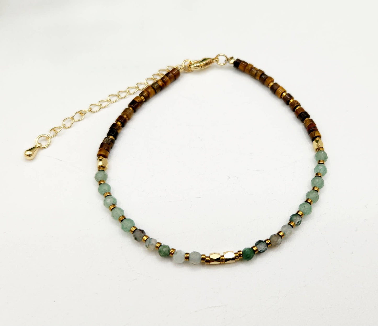 ABUNDANCE-Moss Agate/Green Aventurine/Tiger Eye Bracelet-3mm: OPTION #1: Bracelets Only