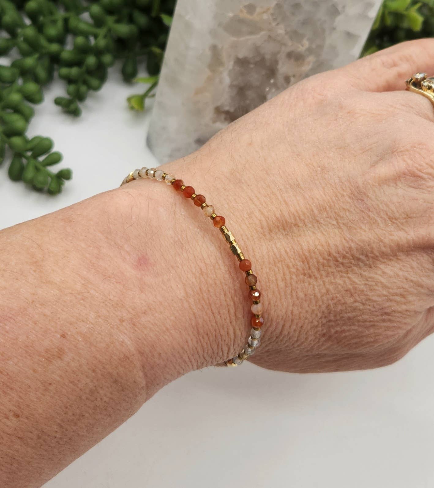 ENERGY BOOST-Carnelian/Citrine/Sunstone 3mm Bracelet w/Clasp: OPTION #1: Bracelets Only
