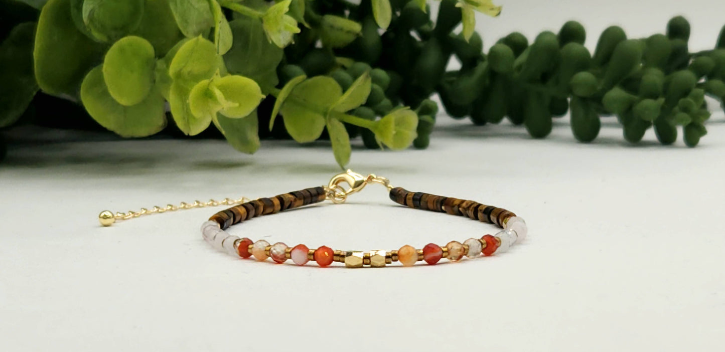 DEPRESSION SUPPORT-Carnelian/Rose Quartz/Tiger Eye Bracelet: OPTION #1: Bracelets Only