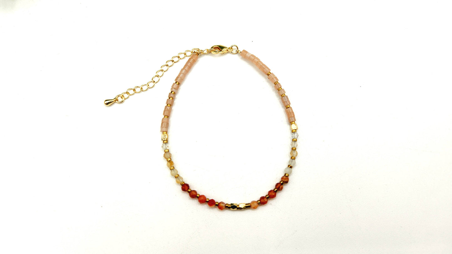 ENERGY BOOST-Carnelian/Citrine/Sunstone 3mm Bracelet w/Clasp: OPTION #1: Bracelets Only