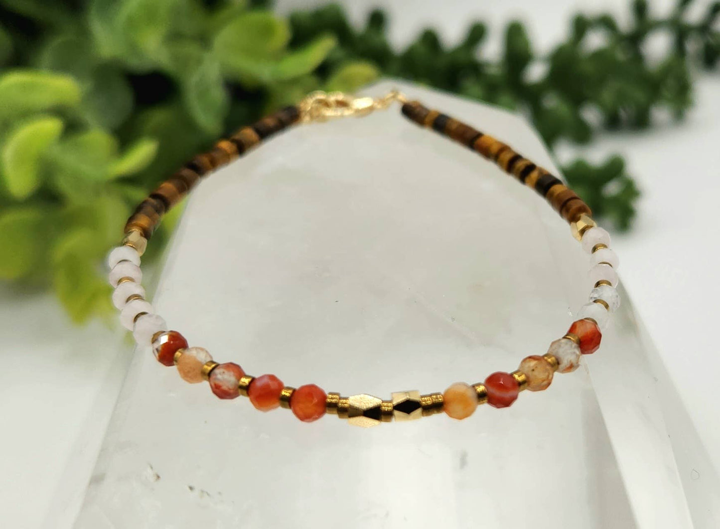 DEPRESSION SUPPORT-Carnelian/Rose Quartz/Tiger Eye Bracelet: OPTION #1: Bracelets Only