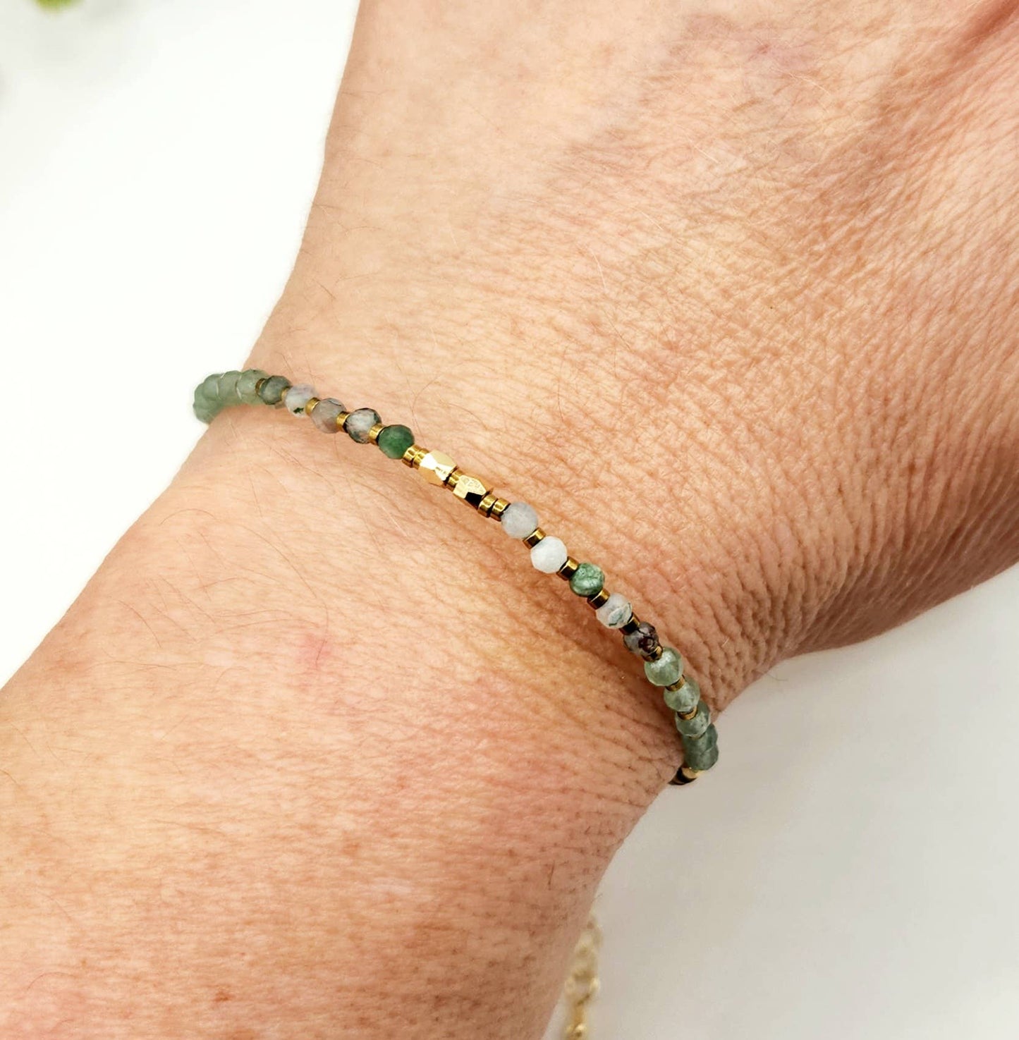 ABUNDANCE-Moss Agate/Green Aventurine/Tiger Eye Bracelet-3mm: OPTION #1: Bracelets Only