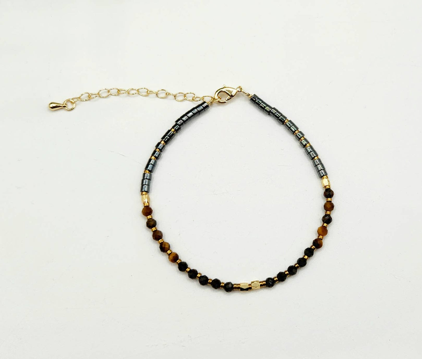 TRIPLE PROTECTION-Obsidian/Tiger Eye/Hematite Bracelet 3mm: OPTION #1: Bracelets Only