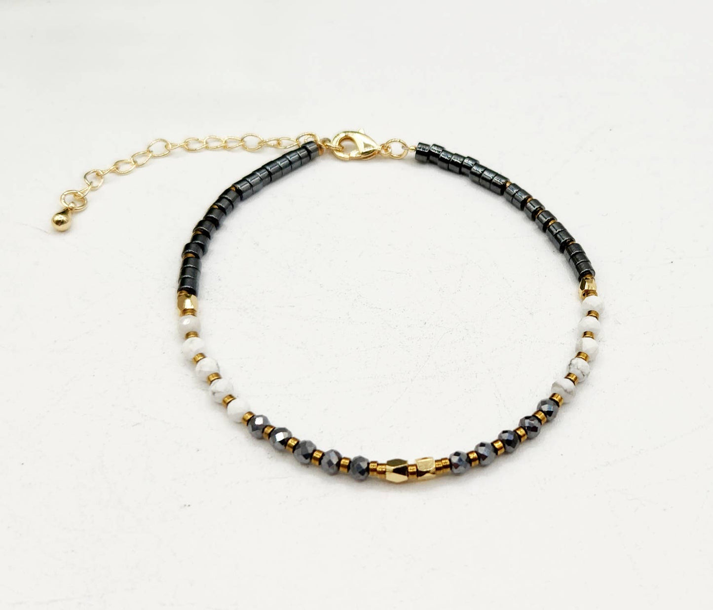 PAIN RELIEF-Terahertz/Howlite/Hematite Bracelet-3mm w/Clasp: OPTION #1: Bracelets Only