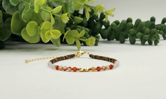 DEPRESSION SUPPORT-Carnelian/Rose Quartz/Tiger Eye Bracelet: OPTION #1: Bracelets Only