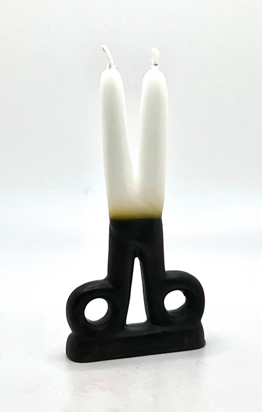 Scissors shape candle White and Black reversible 5-6"