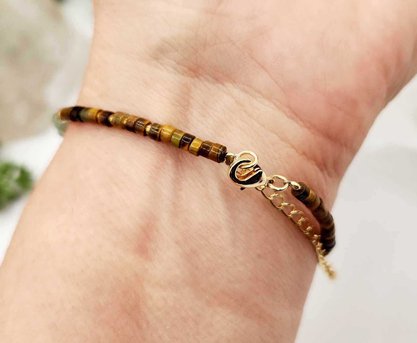 ABUNDANCE-Moss Agate/Green Aventurine/Tiger Eye Bracelet-3mm: OPTION #1: Bracelets Only