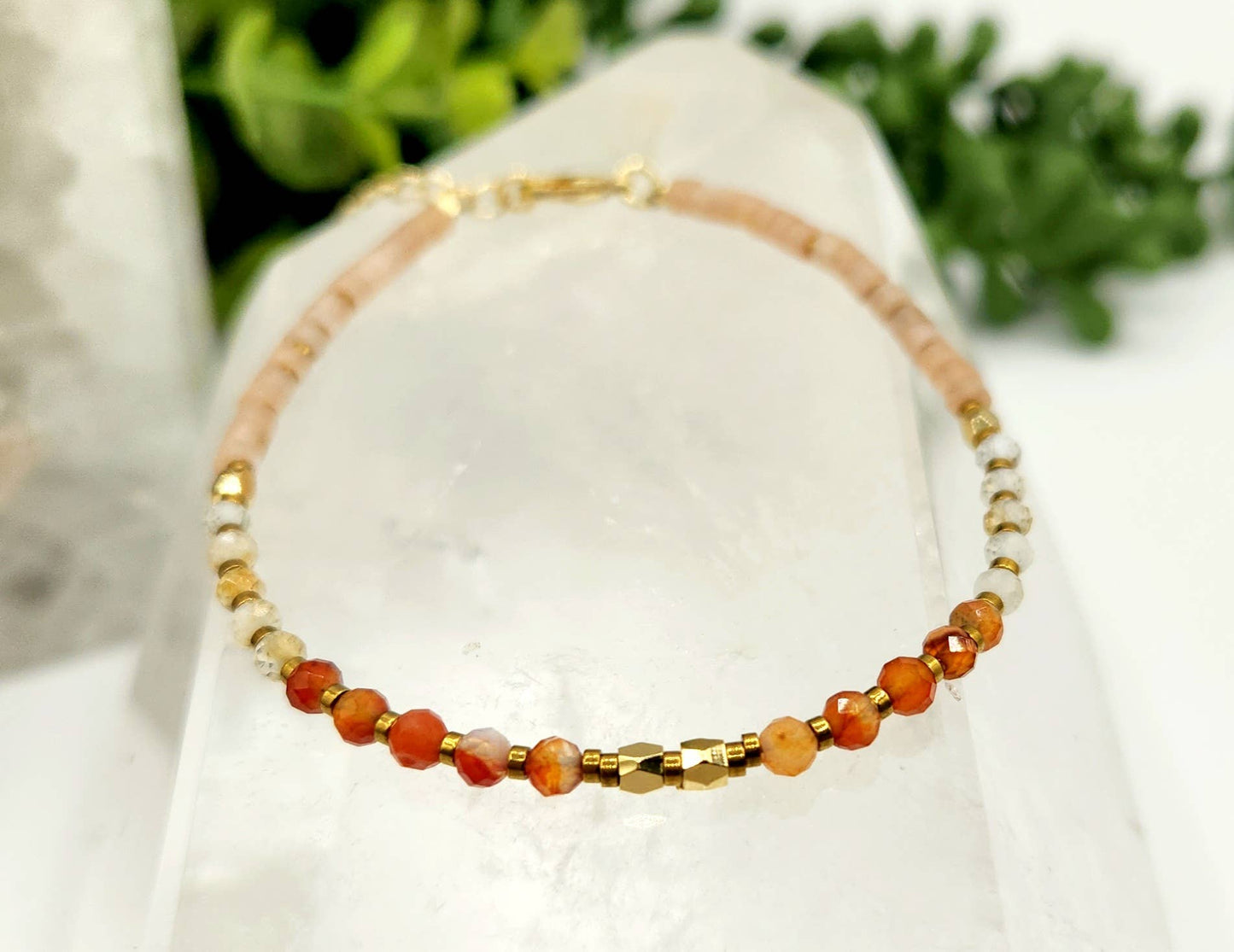 ENERGY BOOST-Carnelian/Citrine/Sunstone 3mm Bracelet w/Clasp: OPTION #1: Bracelets Only