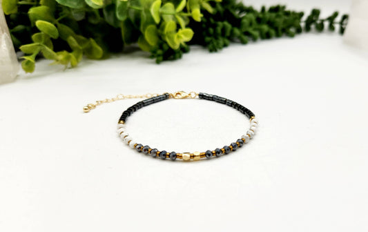 PAIN RELIEF-Terahertz/Howlite/Hematite Bracelet-3mm w/Clasp: OPTION #1: Bracelets Only