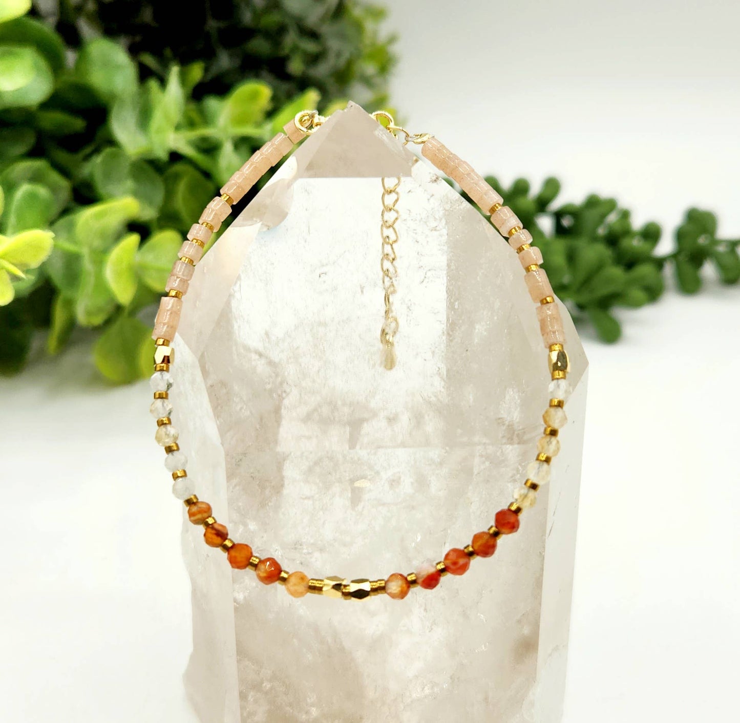 ENERGY BOOST-Carnelian/Citrine/Sunstone 3mm Bracelet w/Clasp: OPTION #1: Bracelets Only
