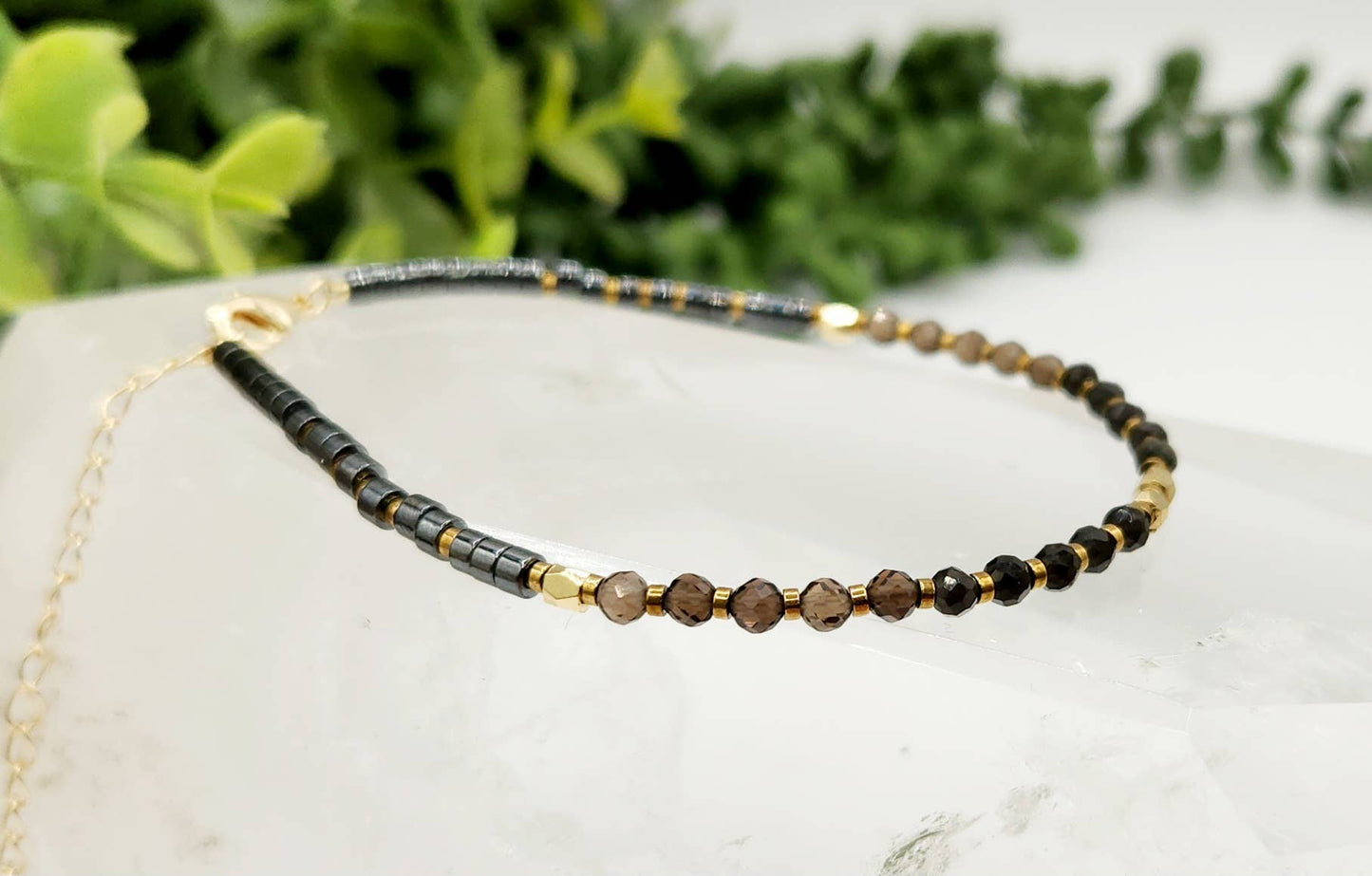 GROUNDING/BALANCE-Obsidian/Smoky Quartz/Hematite Bracelet: OPTION #1: Bracelets Only