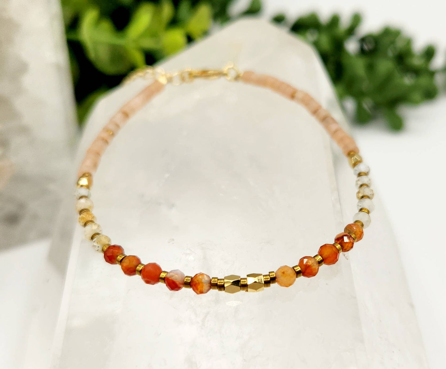 ENERGY BOOST-Carnelian/Citrine/Sunstone 3mm Bracelet w/Clasp: OPTION #1: Bracelets Only