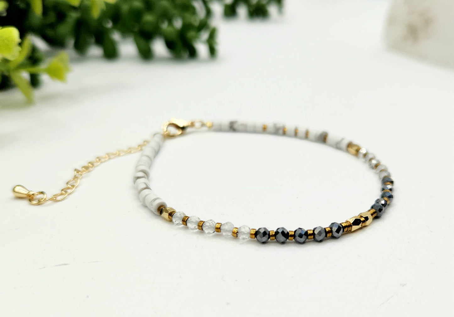 EMPATH PROTECTION-Terahertz/C. Quartz/White Howlite Bracelet: OPTION #1: Bracelets Only