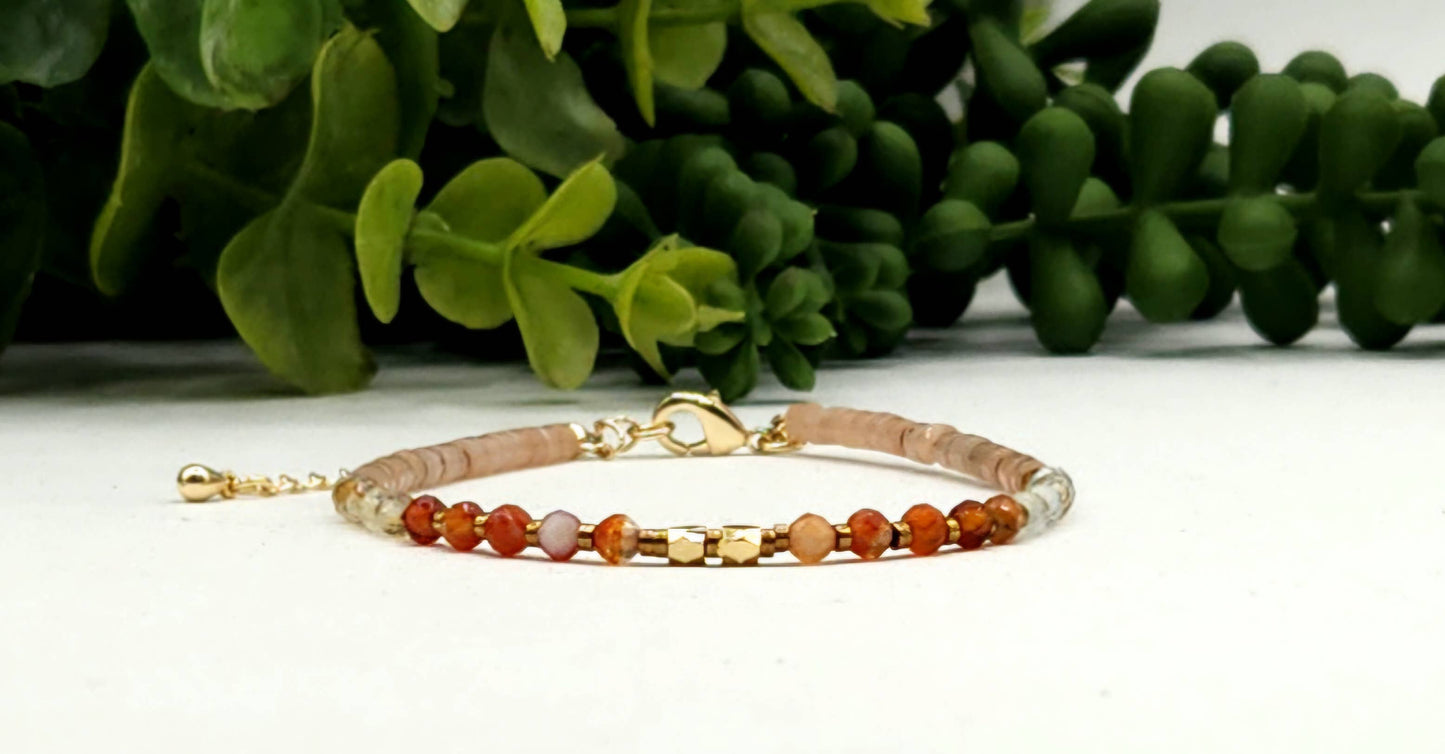 ENERGY BOOST-Carnelian/Citrine/Sunstone 3mm Bracelet w/Clasp: OPTION #1: Bracelets Only