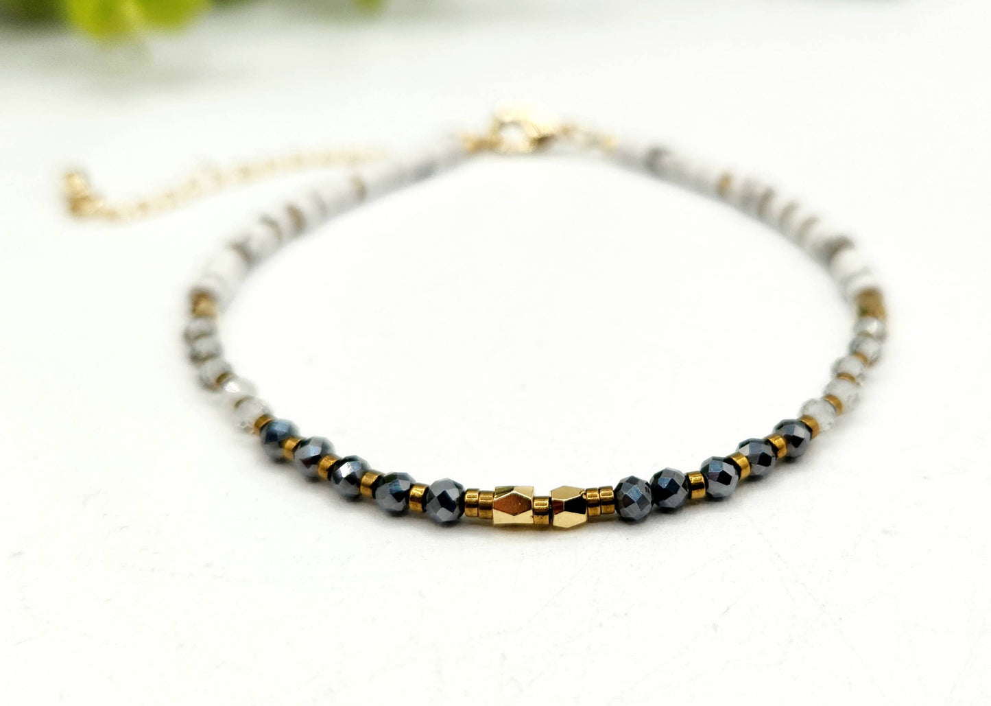 EMPATH PROTECTION-Terahertz/C. Quartz/White Howlite Bracelet: OPTION #1: Bracelets Only