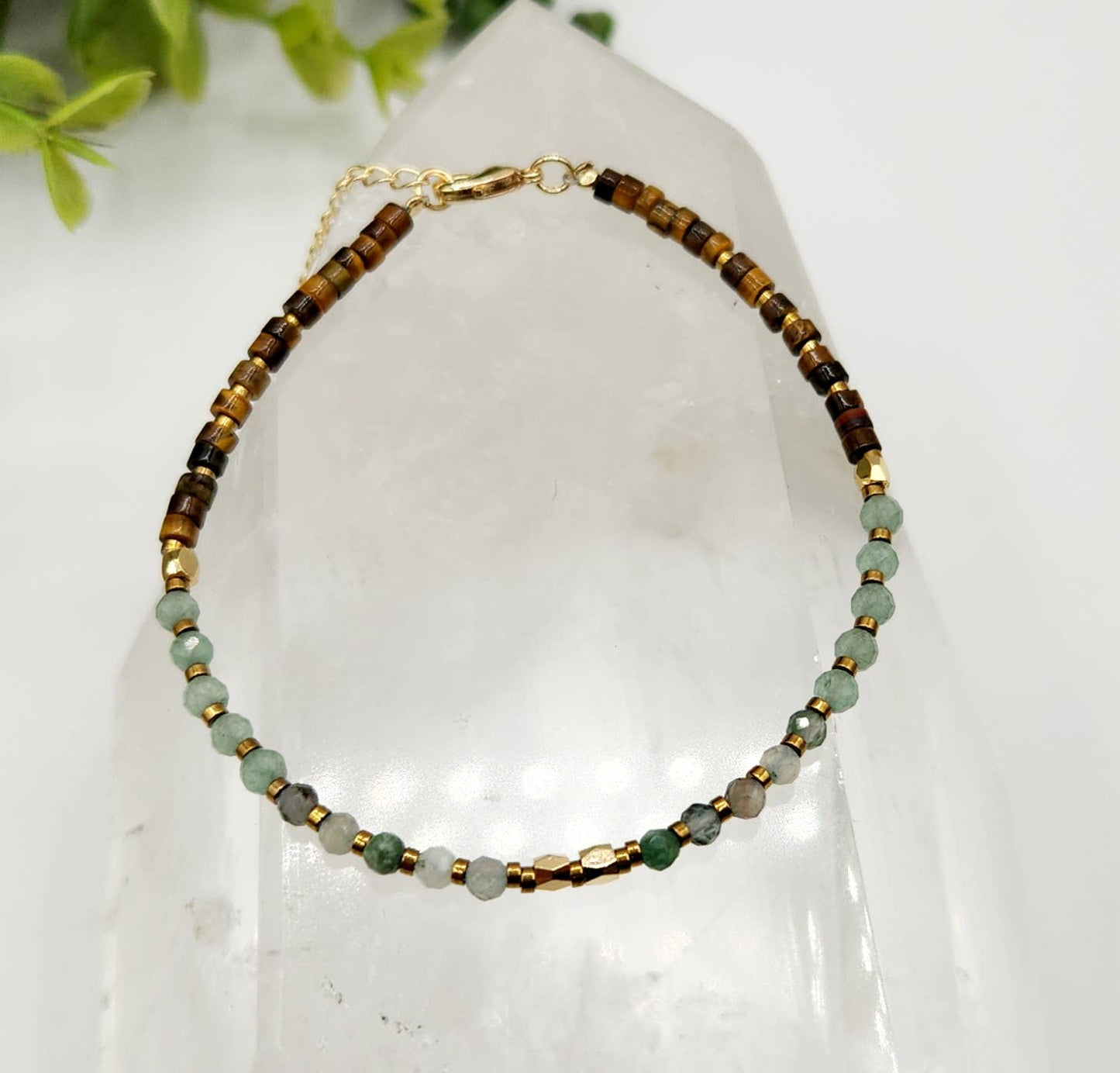 ABUNDANCE-Moss Agate/Green Aventurine/Tiger Eye Bracelet-3mm: OPTION #1: Bracelets Only