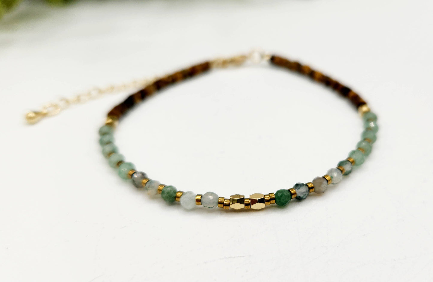 ABUNDANCE-Moss Agate/Green Aventurine/Tiger Eye Bracelet-3mm: OPTION #1: Bracelets Only