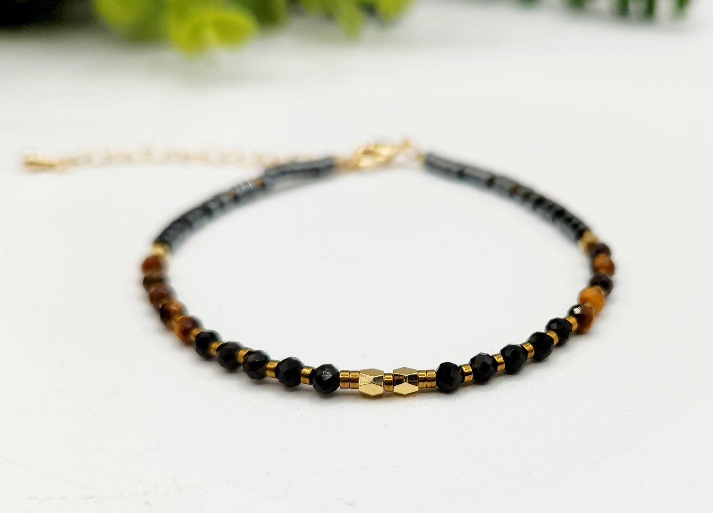 TRIPLE PROTECTION-Obsidian/Tiger Eye/Hematite Bracelet 3mm: OPTION #1: Bracelets Only