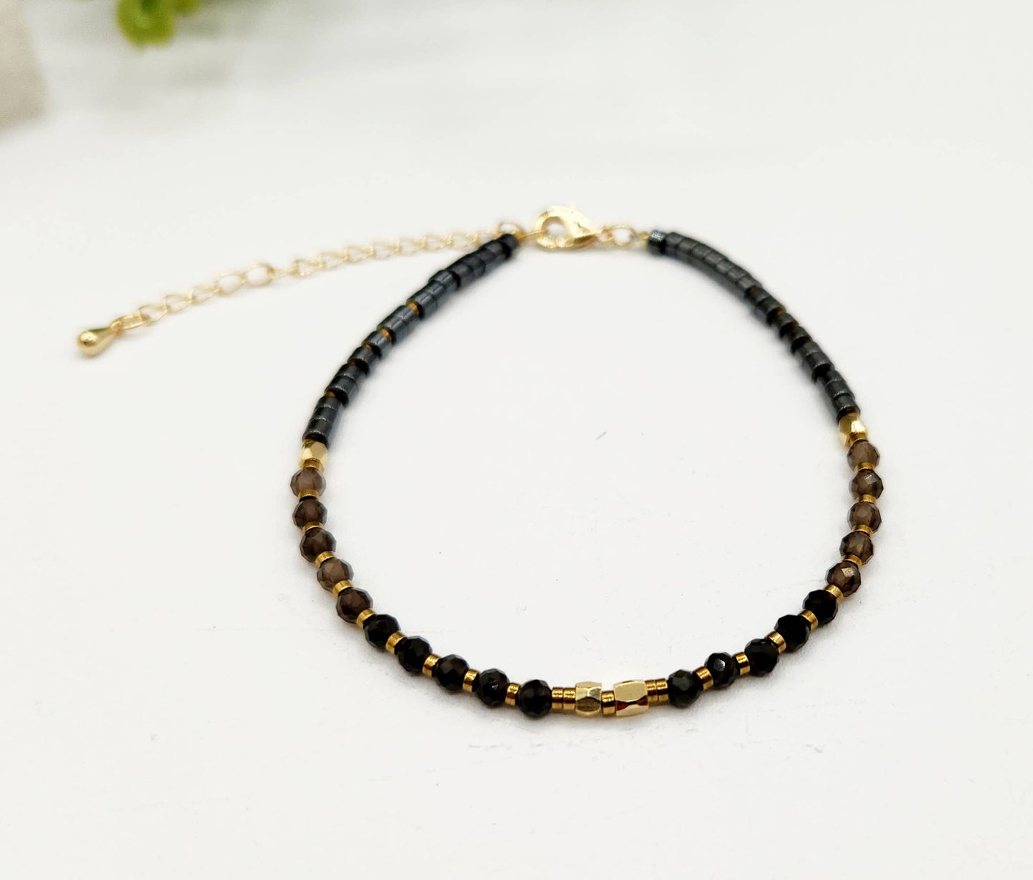 GROUNDING/BALANCE-Obsidian/Smoky Quartz/Hematite Bracelet: OPTION #1: Bracelets Only