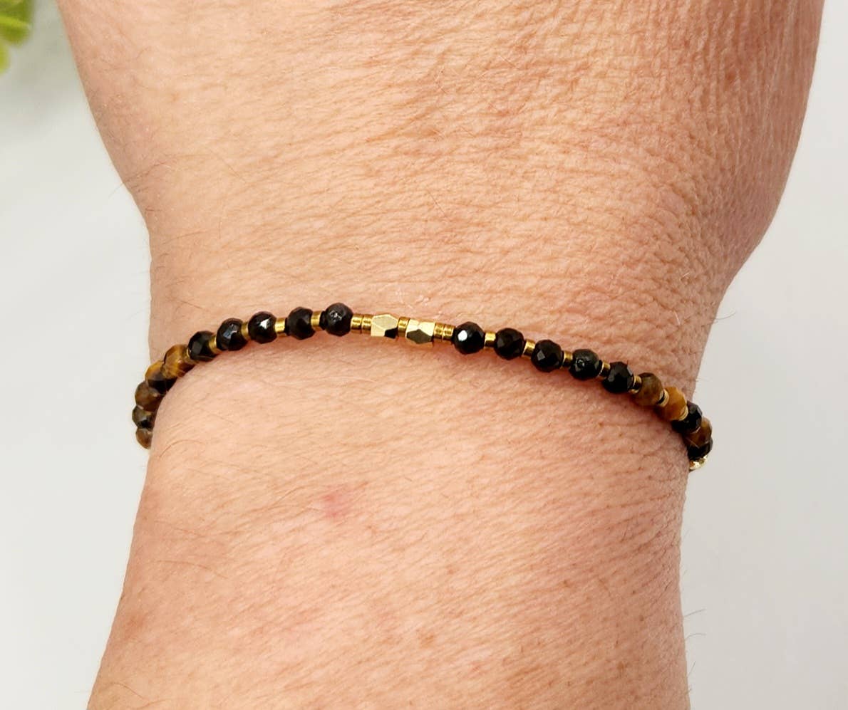 TRIPLE PROTECTION-Obsidian/Tiger Eye/Hematite Bracelet 3mm: OPTION #1: Bracelets Only
