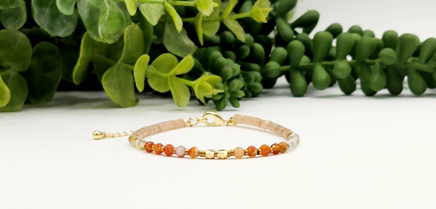ENERGY BOOST-Carnelian/Citrine/Sunstone 3mm Bracelet w/Clasp: OPTION #1: Bracelets Only