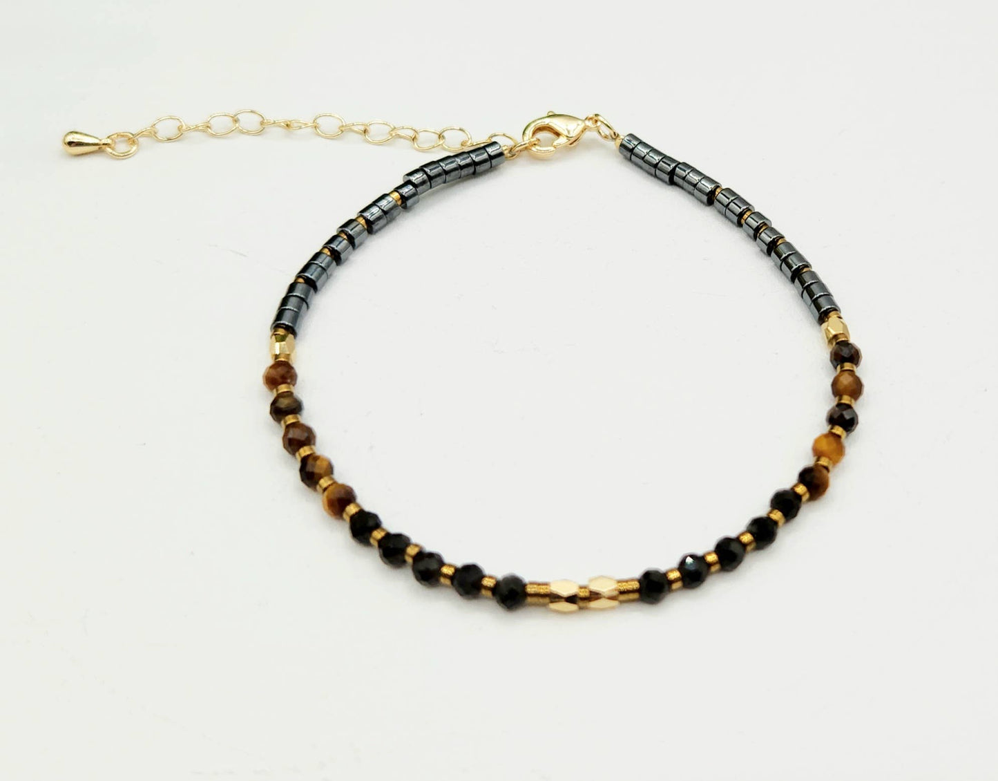 TRIPLE PROTECTION-Obsidian/Tiger Eye/Hematite Bracelet 3mm: OPTION #1: Bracelets Only