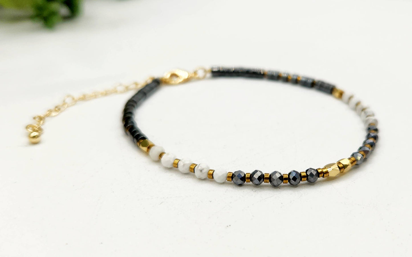 PAIN RELIEF-Terahertz/Howlite/Hematite Bracelet-3mm w/Clasp: OPTION #1: Bracelets Only