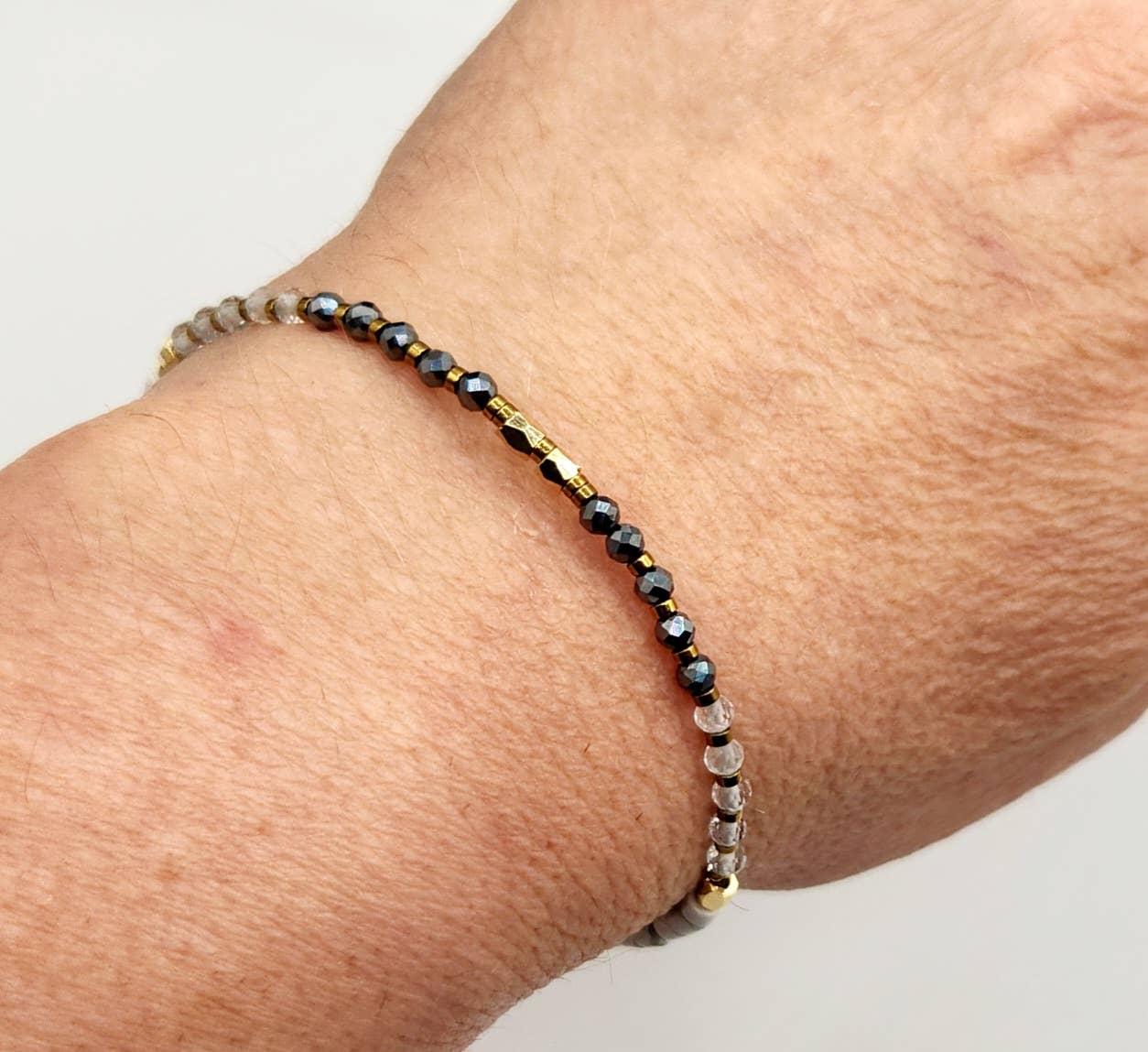 EMPATH PROTECTION-Terahertz/C. Quartz/White Howlite Bracelet: OPTION #1: Bracelets Only